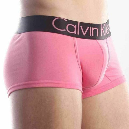 Мужские трусы боксеры розовые с черной резинкой Calvin Klein Steel Black Waistband Pink