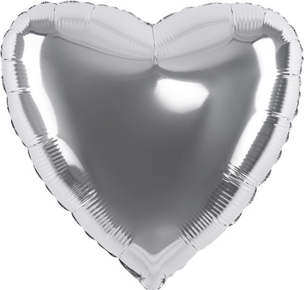 Сердце SILVER 32"/81см шар фольга