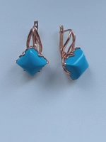 Серьги бижутерные с бирюзой прессованной