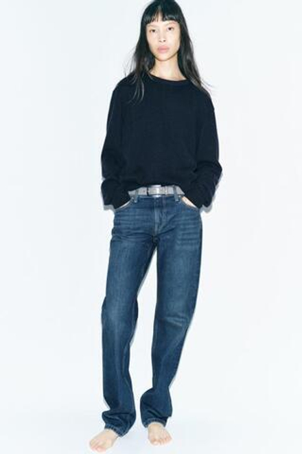 ZARA ДЖИНСЫ ПРЯМОГО КРОЯ С НИЗКОЙ ПОСАДКОЙ — ZW COLLECTION, СИНИЙ