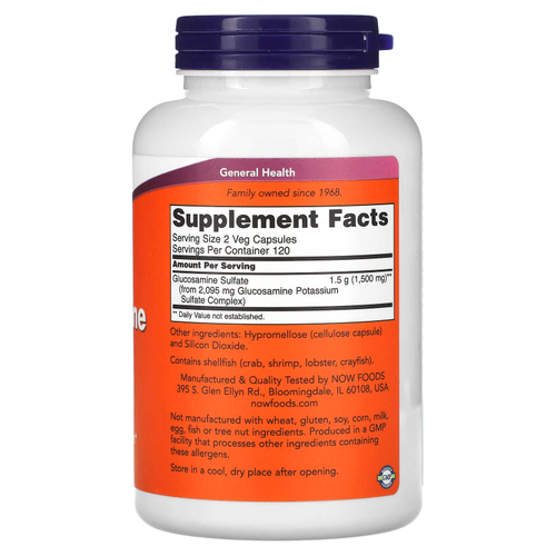NOW Foods, Сульфат глюкозамина, 750 мг, 240 растительных капсул