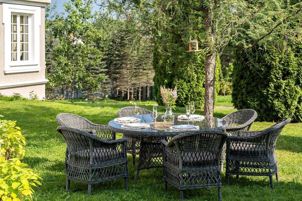 "Эспрессо–150 S" обеденная группа плетеная, цвет графит