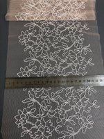 Тесьма сетка с вышивкой, беж/крем, 23см