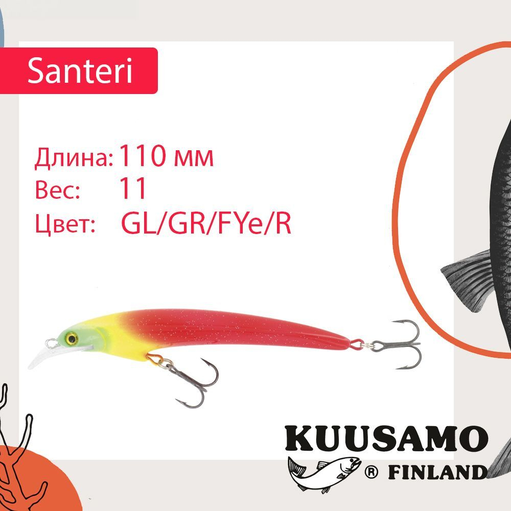 Воблер Kuusamo Santeri 90mm 9г цв. Pink/Li/FYe/GR/S