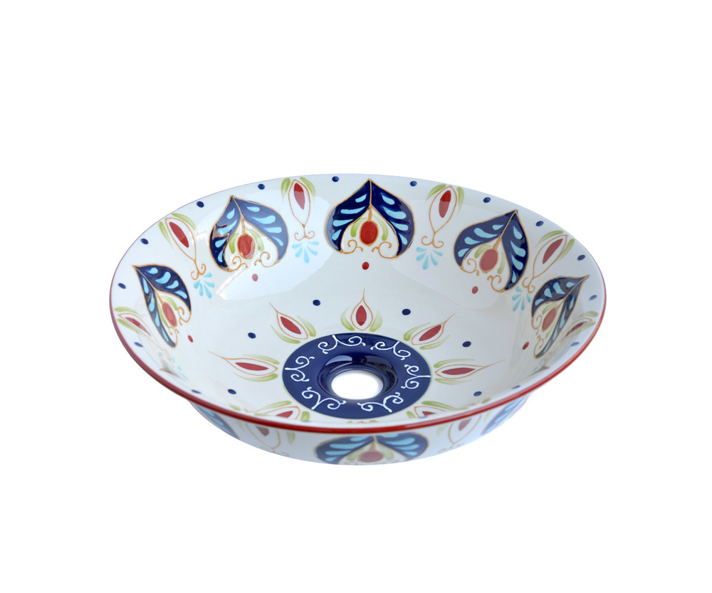 Раковина-чаша Bronze de Luxe Козетта в Сердечках на столешницу с декором, 420х420х130