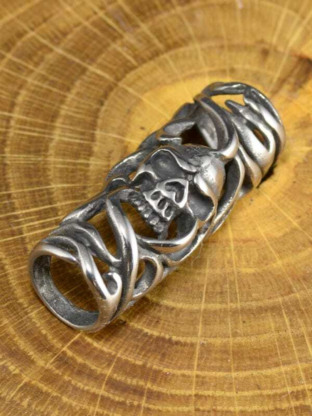 Бусина-вставка «Тёмный» из нержавеющей стали