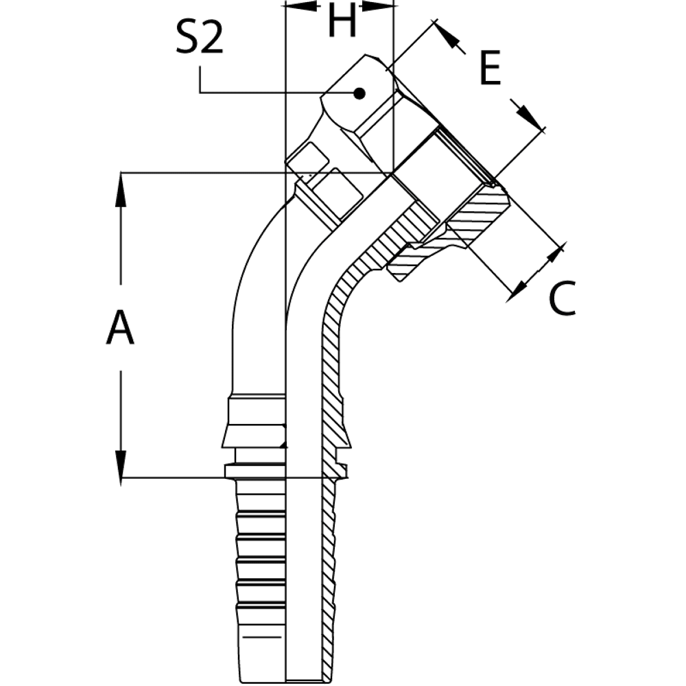Фитинг DN 32 ORFS (Г) 1.11/16 (45) (накидная гайка)