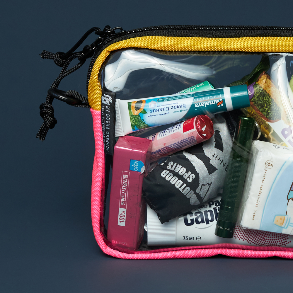 Transparent Case GO box ярко-розовый/желтый/бордовый