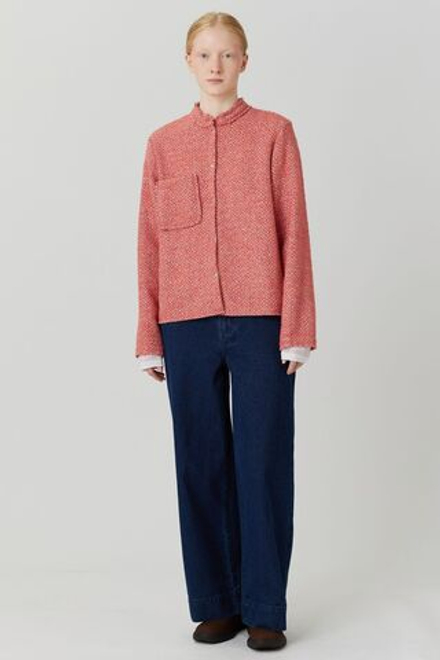 Жакет с карманом из розовой шерсти