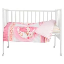 Комплект постельного белья в детскую кроватку из 3 предметов "Зайка с пуговкой"(пододеяльник, наволочка 40/60 см, простынь), бязь