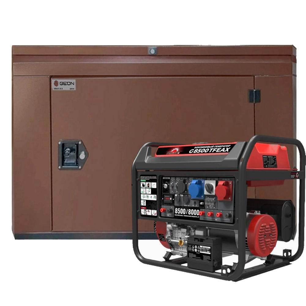 Генератор бензиновый SUNREKA G8500TFEAX с кожухом Geon 1200 RAL 8017