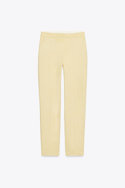 ZARA БРЮКИ ПРЯМОГО КРОЯ ИЗ РЕЛЬЕФНОЙ ТКАНИ, ЦВЕТ СЛИВОЧНОГО МАСЛА