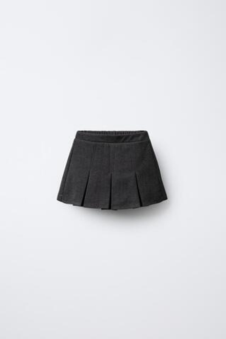 ZARA ЮБКА-ШОРТЫ «SOFT TOUCH» СО СКЛАДКАМИ, СЕРЫЙ