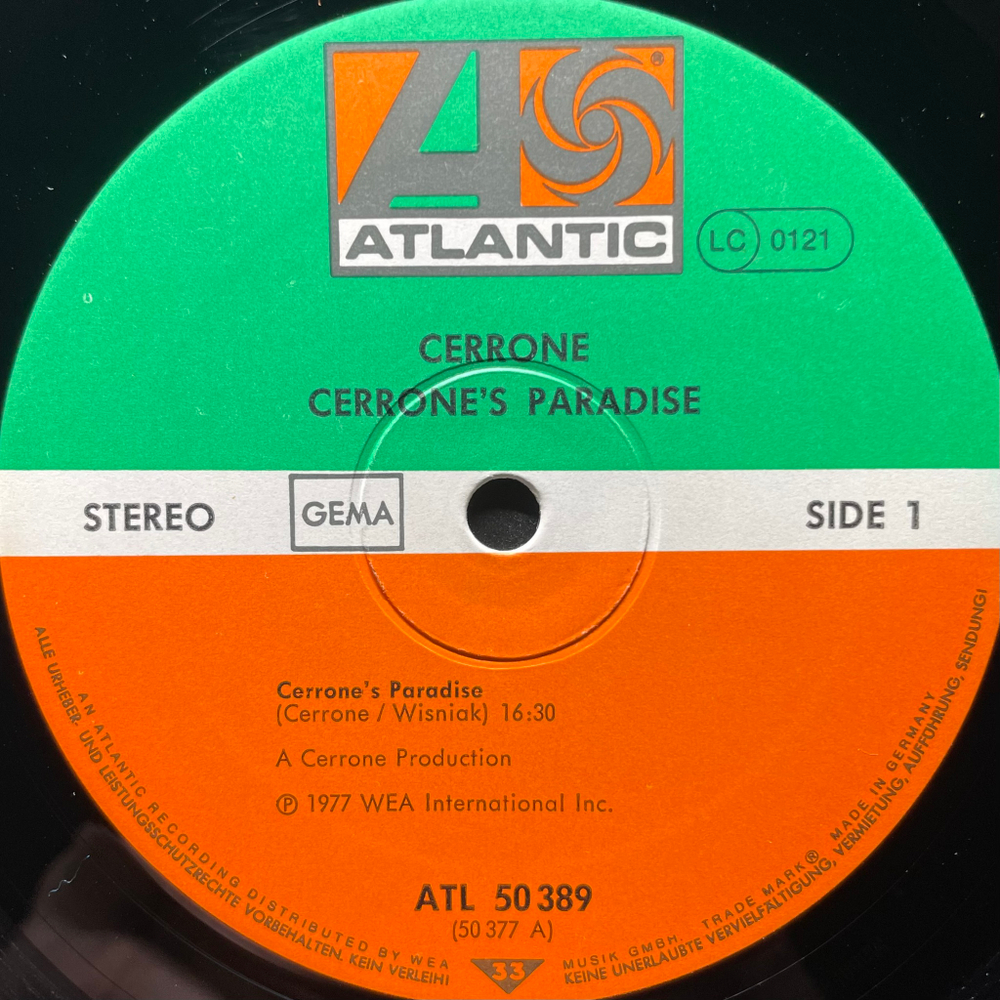 Cerrone ‎– Cerrone's Paradise (Германия 1977г.)