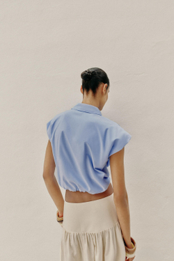 ZARA УКОРОЧЕННАЯ РУБАШКА, ГОЛУБОЙ