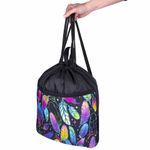 Мешок для обуви BRAUBERG БОЛЬШОЙ, с ручкой, карман на молнии, сетка, 51х41 см, "Feathers", 271057