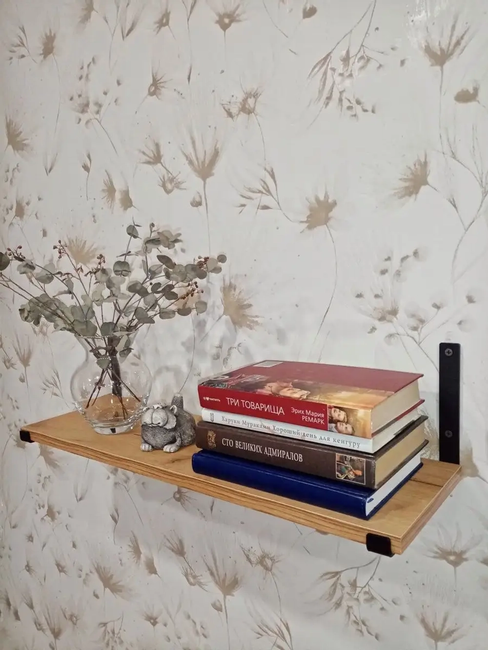 Полка настенная прямая лофт на кронштейнах