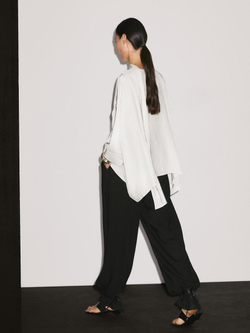 Massimo Dutti Короткая накидка из струящейся ткани с рукавами, натуральный, кремовый