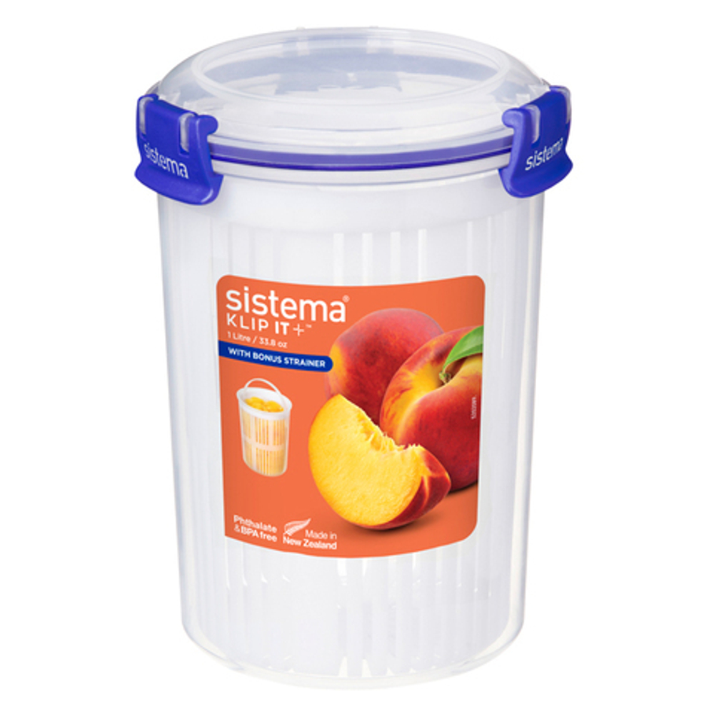 Контейнер круглый 1л Sistema Klip It+ синий