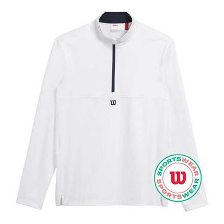 Теннисная футболка Wilson Elevate Performance 1/2 Zip - bright white
