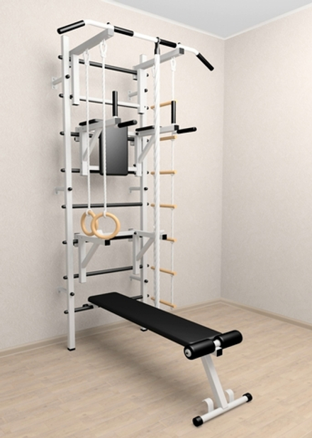 Шведская стенка Sv Sport усиленная 608 (Турник стандарт/Брусья/Стойка/Скамья/Канат/Кольца/Лестница)