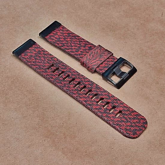 Ремешок нейлоновый 22 мм жакардовое плетение для Garmin MARQ / Epix / Fenix (47 мм) (Красный, черный)