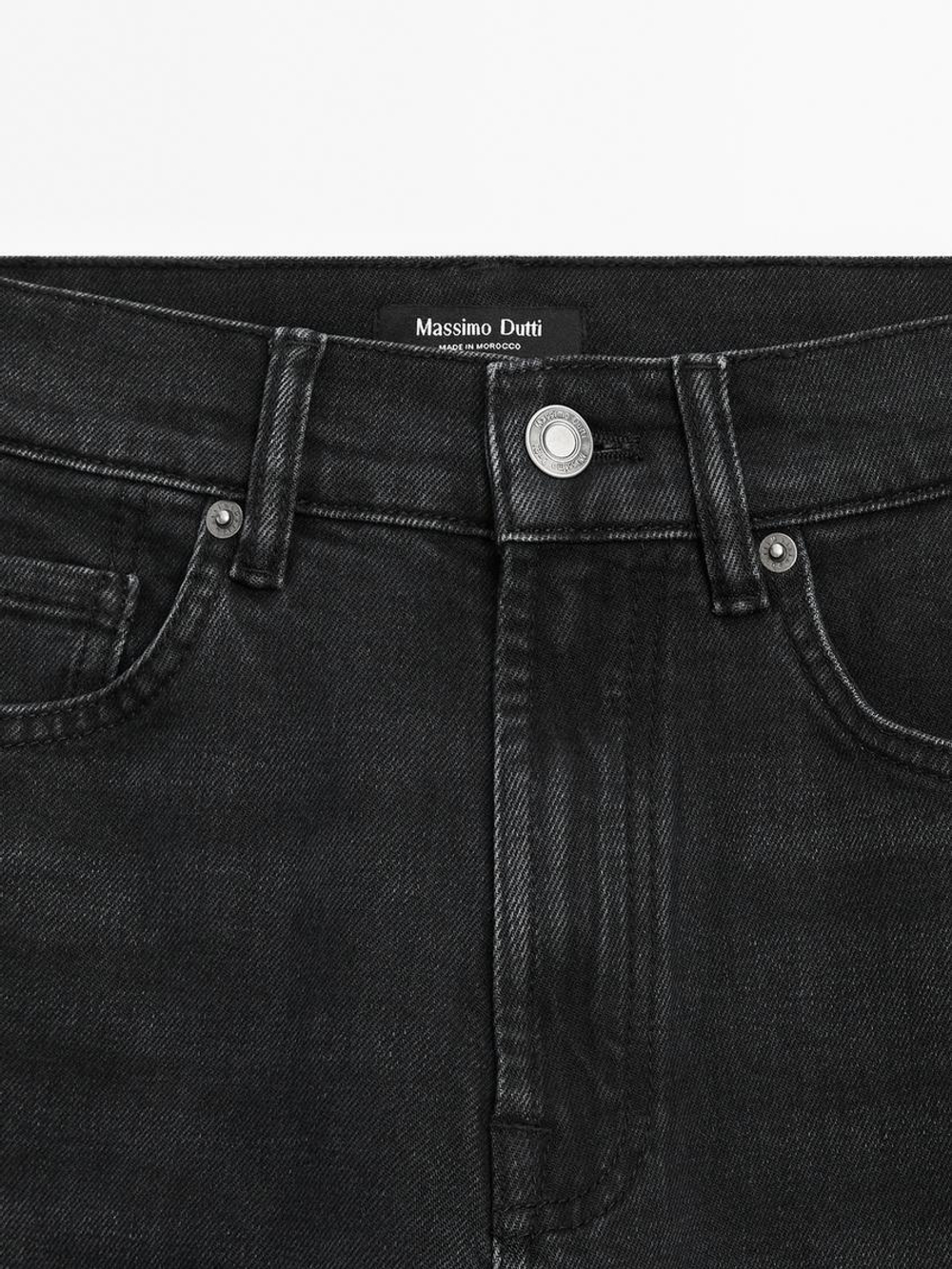 Massimo Dutti Джинсы прямого кроя с высокой посадкой, черный