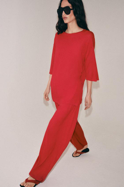 ZARA ТРИКОТАЖНЫЕ БРЮКИ-АЛАДДИНЫ, КРАСНЫЙ