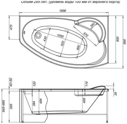 Акриловая ванна Aquanet Jersey 170x90 R (с каркасом)