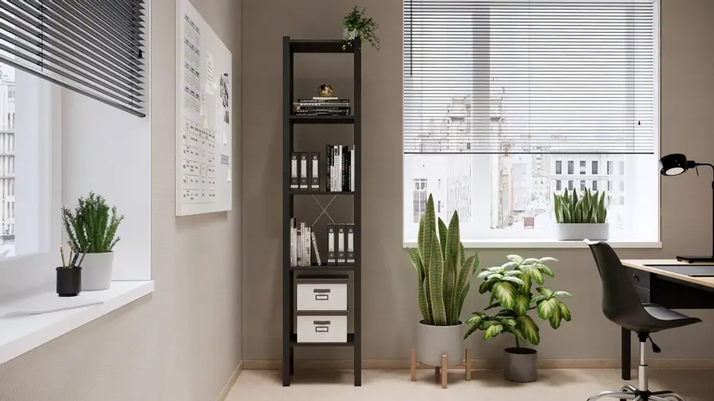 Стеллаж 5 полок - аналог IKEA/IVAR/ИВАР/УДОРА/ ИКЕА,  49x210x30см, черный