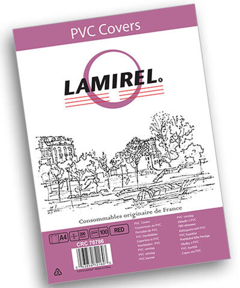 Обложки Lamirel Transparent A4, PVC, красные, 200мкм, 100 шт.