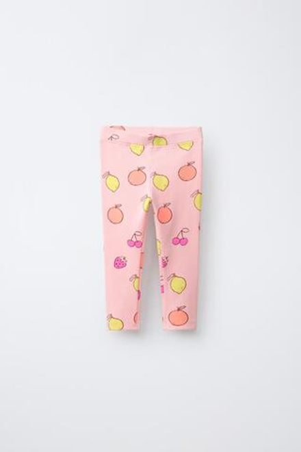 ZARA ЛЕГИНСЫ В РУБЧИК С ПРИНТОМ, МАНДАРИНОВЫЙ