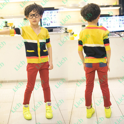 Кардиган детский в полоску с карманами