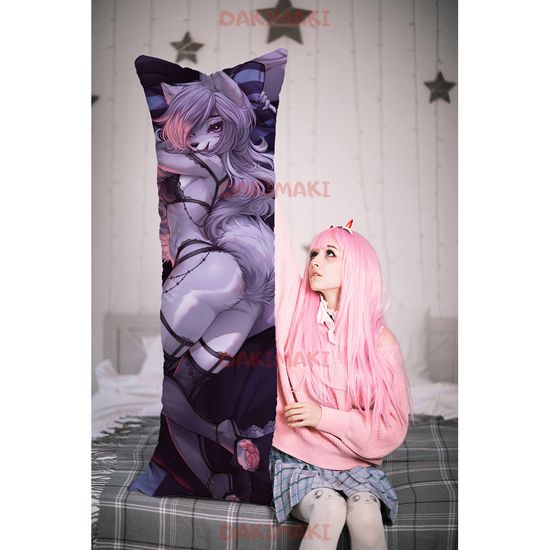 Дакимакура Серебристая волчица Фурри арт. 1152