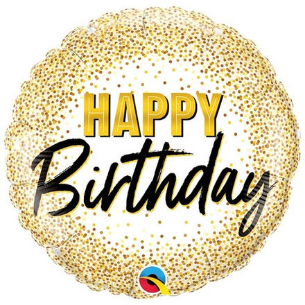 Шар круг Happy Birthday конфетти