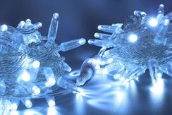 Светодиодная нить 100 холодных белых LED ламп, 10 м., 220В, статика, прозрачный провод ПВХ, Teamprof (TPF-S10C-220V-CT/W)