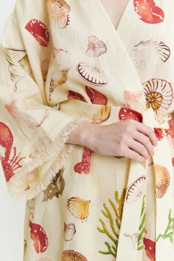Кимоно изо льна с омарами