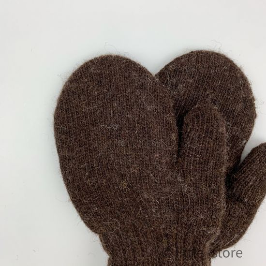 Варежки из монгольской шерсти Шоколадные