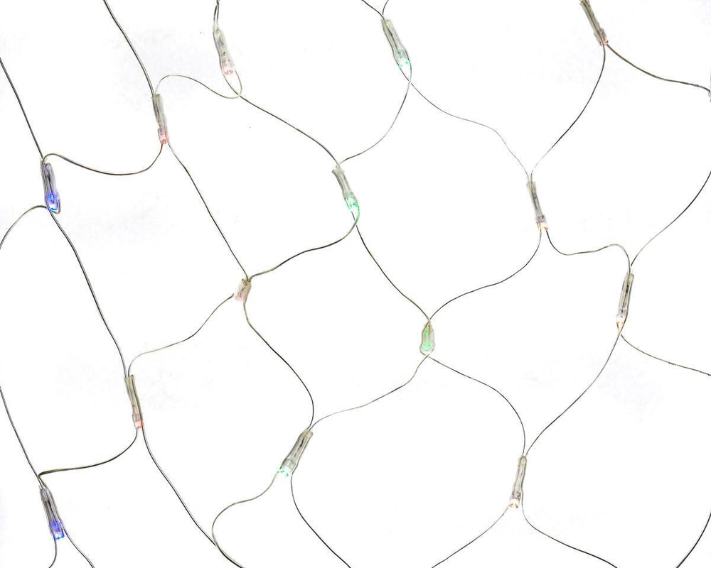 Электрогирлянда сетка цветная LED 192 лампы, 1,6*1,2м, 4 вида мигания, прозрачный провод, кор