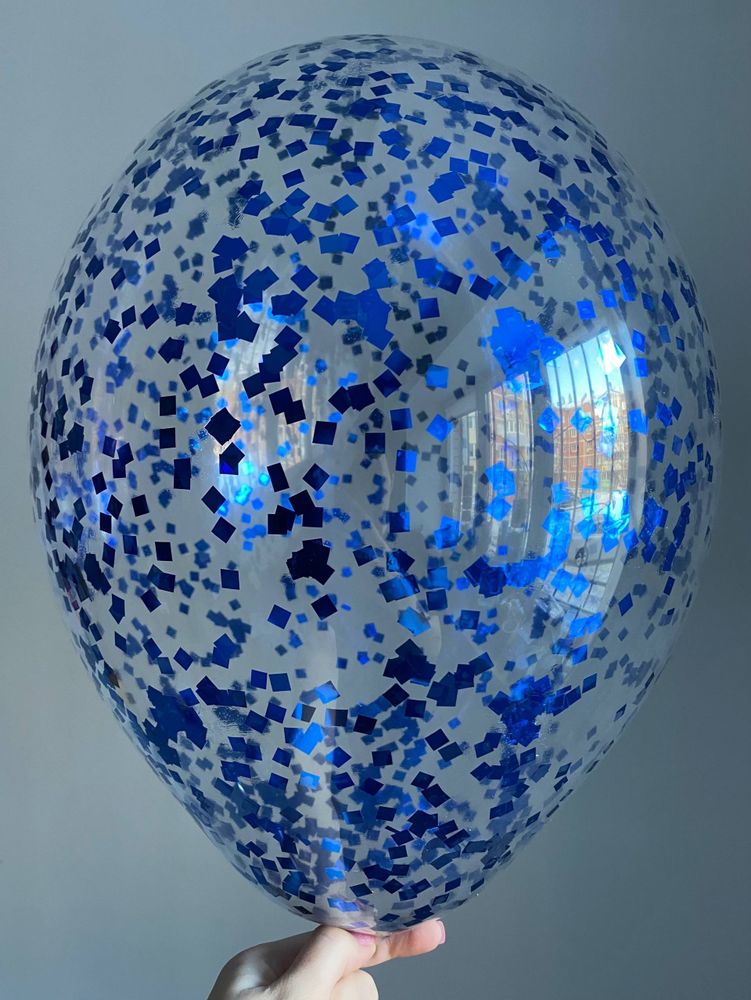 Воздушный шар с наполнением конфетти квадрат синий ПАЛИТРА №4327