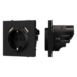 Механизм розетки с USB зарядкой SCT-NOBE-MUAA-SFPL-BK (230V, 16A) (Arlight, -) 054289