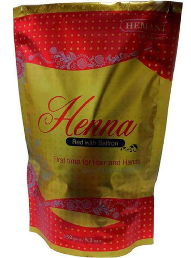 Хна для волос и рук Hemani красная с шафраном Henna Red with Saffron for hair and hands, 150 г
