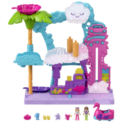 Polly Pocket - Фламинго Мойка Набор с 2 куклами, 2 животными и транспортным средством HHJ05