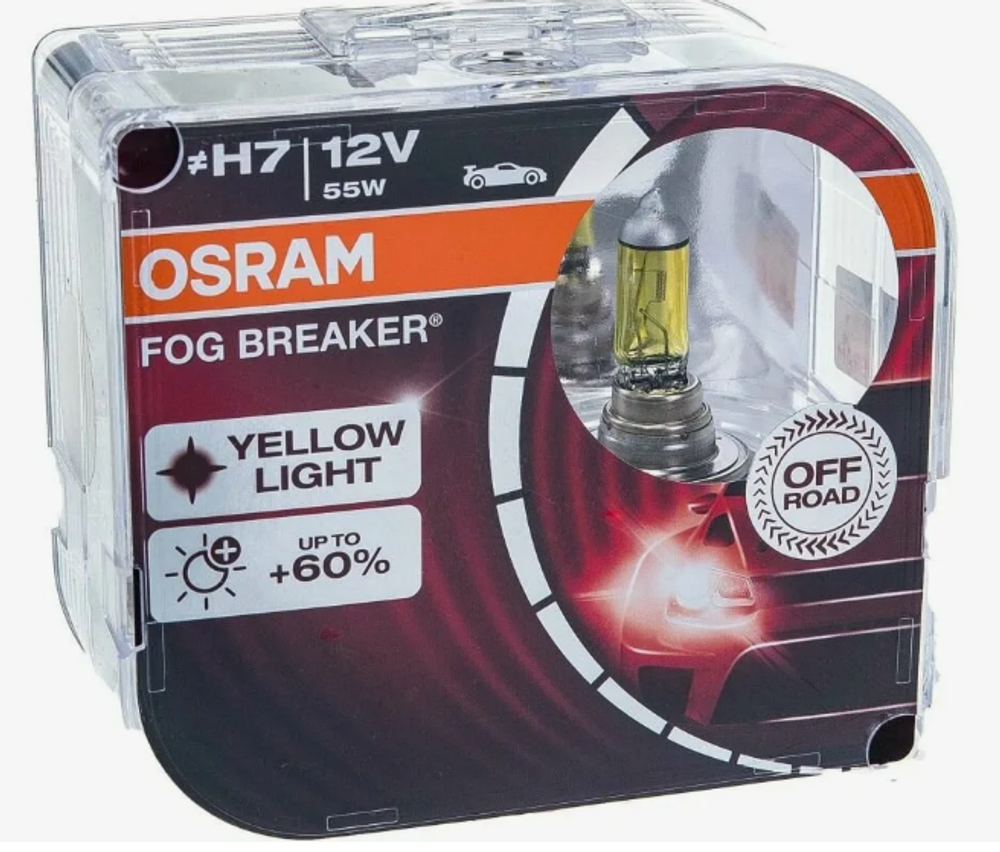Автолампа H7 55W 12V (PX26d) Osram +60% 2600K FOG BREAKER (62210FBR-HCB) к-т
