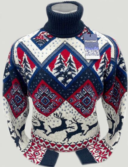 Pulltonic из шерсти и кашемира "Зима в ромбах" 50-56 размеры.