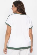 Блуза Далия (бело-оливковая) Б13805-20М LT Collection