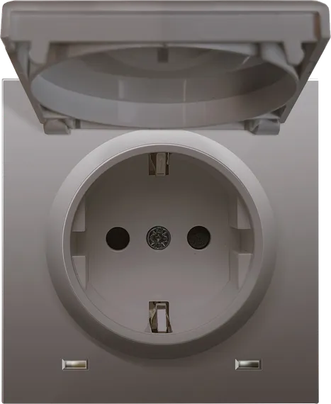 Donel R98 Сталь накладка для розетки Schuko с заземлением, с крышкой, 16A 250 В~, серия DA