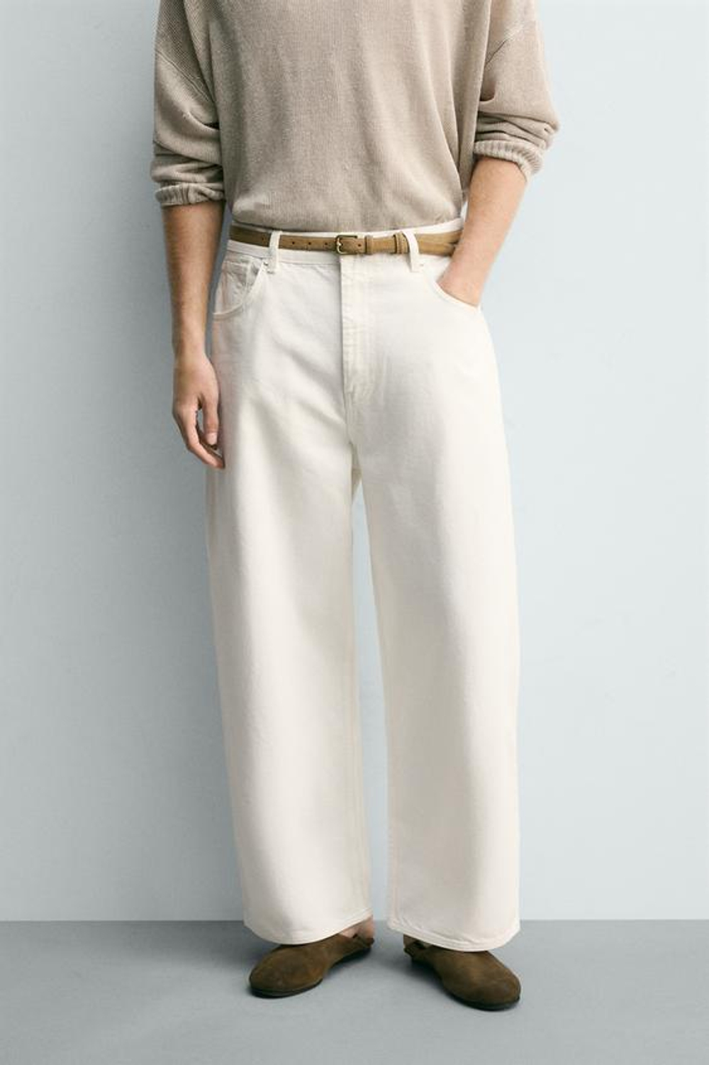 ZARA ДЖИНСЫ WIDE LEG, БЕЛЫЙ