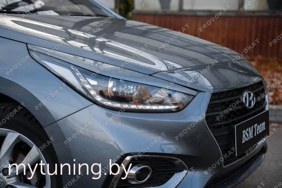 Реснички на фары широкие для Hyundai Solaris II