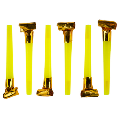 Карнавальные язычки гудки, Шумчики, Желтый/Золото, 11 см, 6 шт.